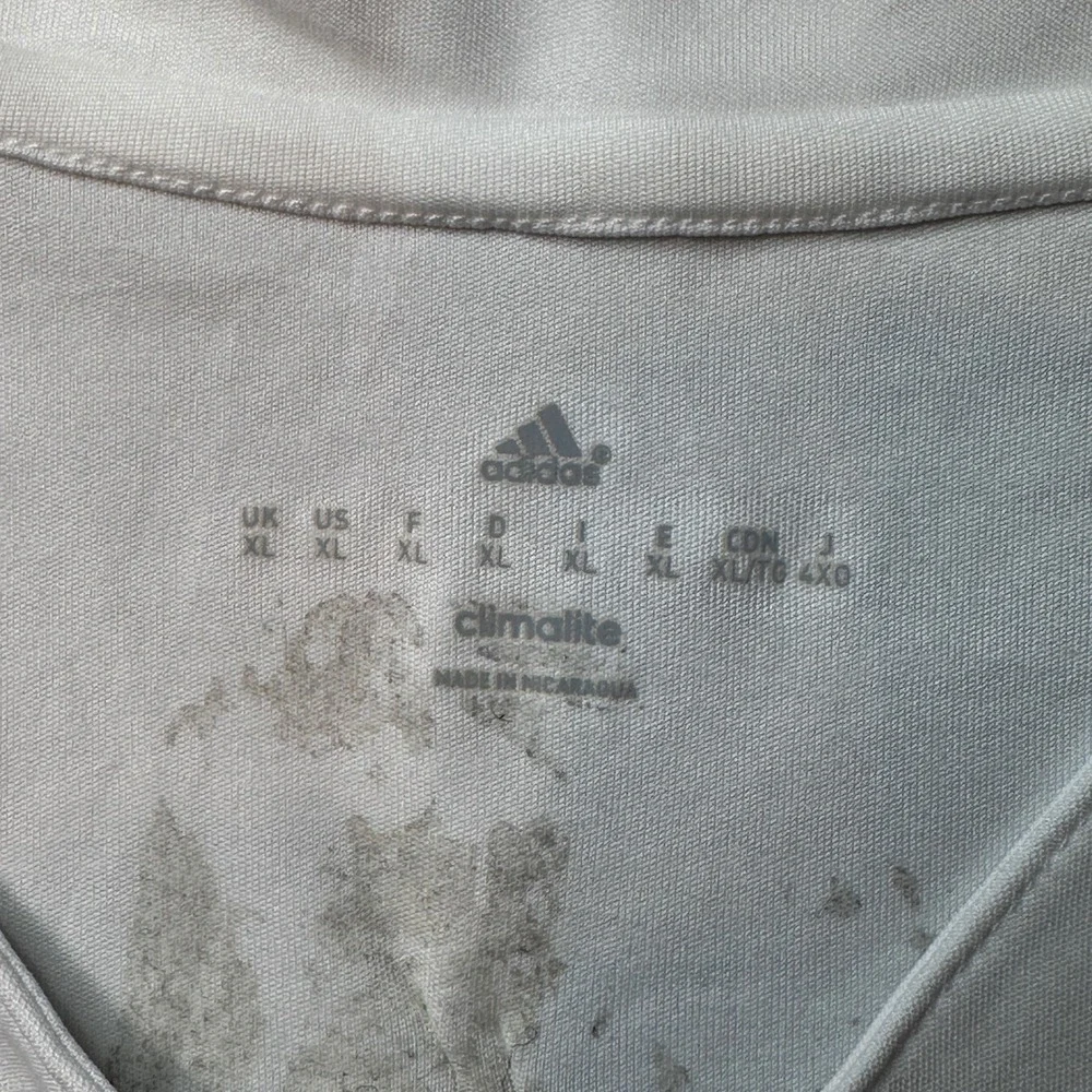 Adidas Jersey Mens XL White Climalite Baseball Henley Short Sleeve Logo Athletic